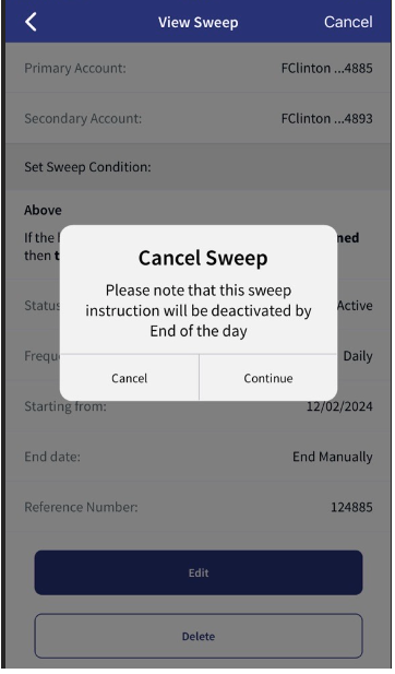 Continue for Cancellation